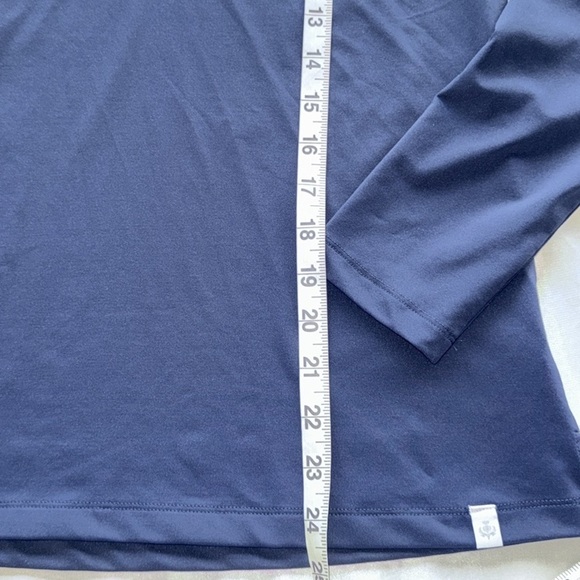 Lady Hagen Navy Blue Clubhouse Long Sleeve Polo Plaid Johnny Collar Sz M - Picture 9 of 11